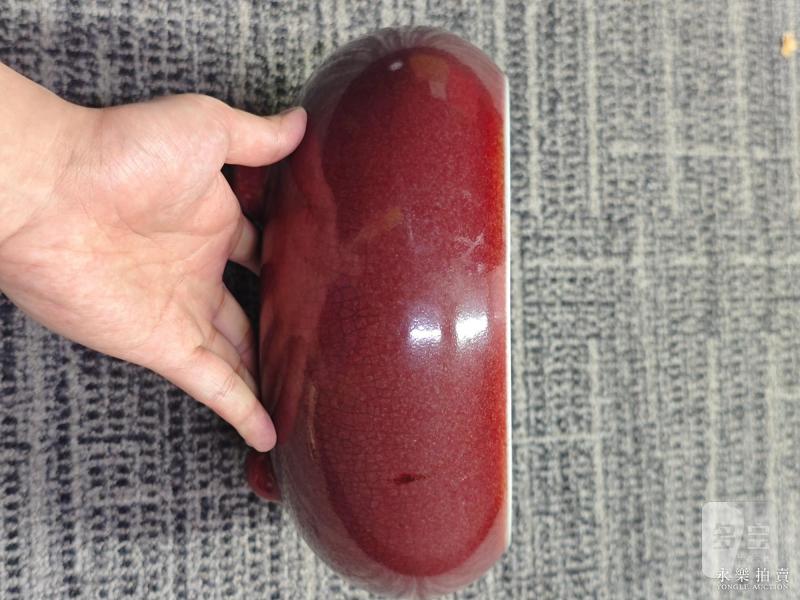 清康熙 仿宣窑宝石红釉钵式三足炉 - 图6